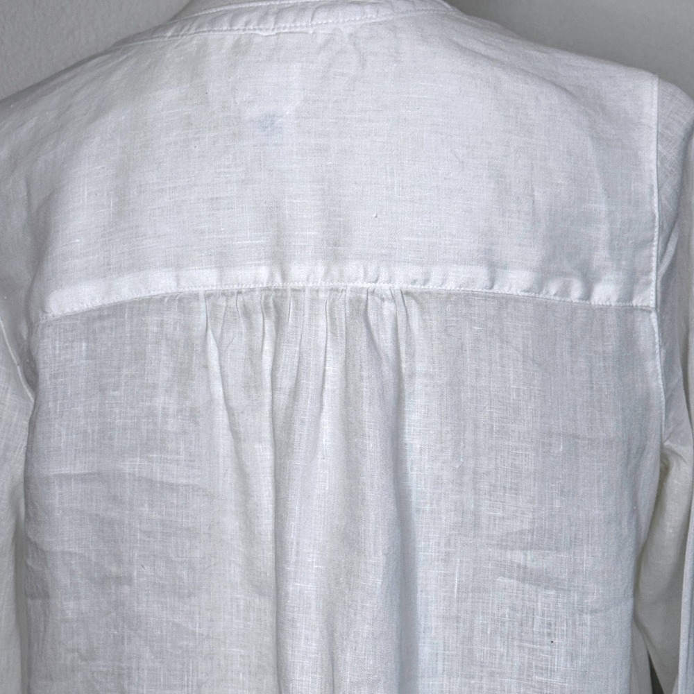 SIGRID OLSEN Linen Tunic Top MEDIUM White Beach Pockets Resortwear Lagenlook - Picture 6 of 9